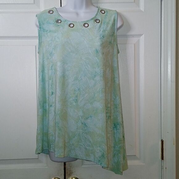 New Directions mint green yellowish blend sleeveless blouse Sz M NWOT - Picture 1 of 6